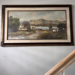 Vintage Oil Painting French Countryside 24x48