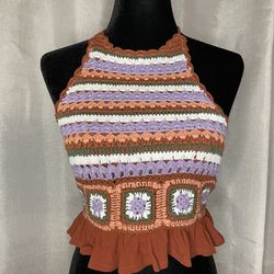 NWT Lucky brand of Los Angeles imported crochet halter top small