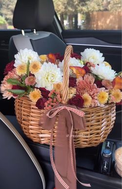 Fresh Flower Arrangement in Wicker Basket