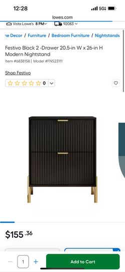 Festivo Black 2 -Drawer 20.5-in W x 26-in H Modern Nightstand