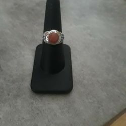 Genuine Peach Moonstone/Tanzanite Ring SZ 7