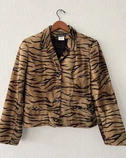 Harvé Benard Polyester Trending Tiger Print Jacket Size 10 Vintage