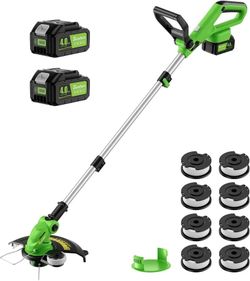The SUNCHERS 20V 12" Cordless String Trimmer with 2 × 4.0Ah batteries trimmer and edger