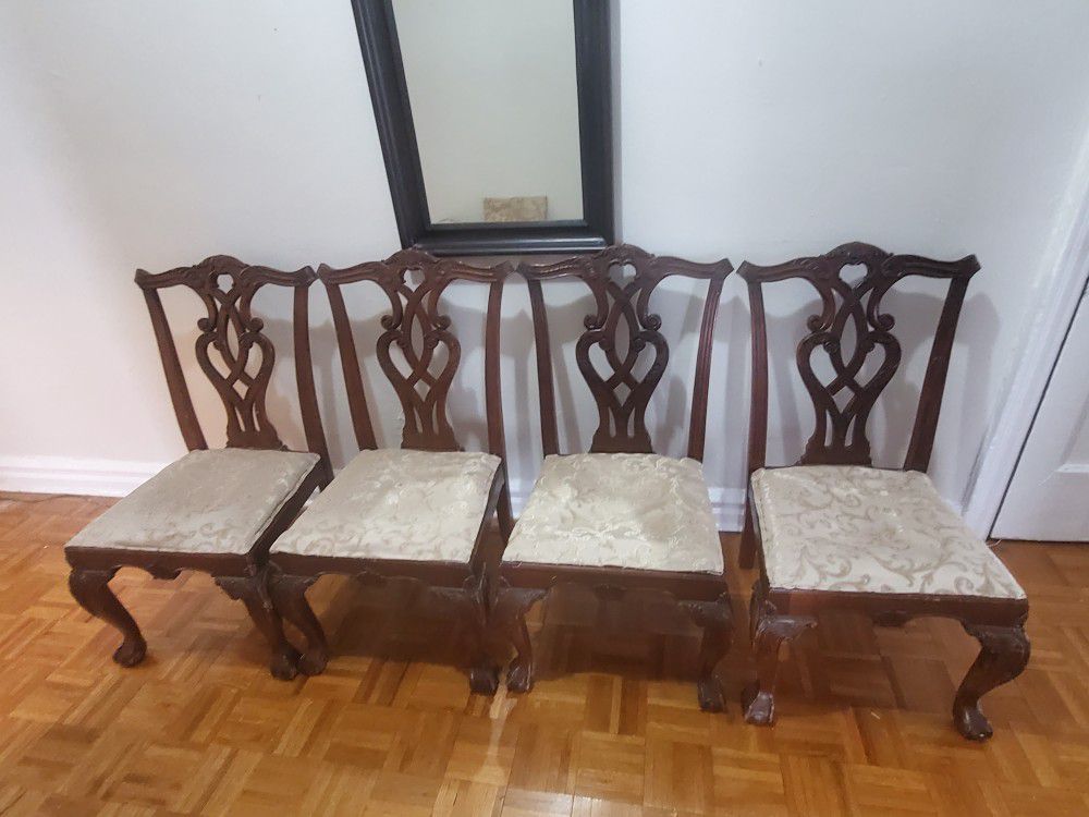 Antique Chippendale Style "Stanley Furniture" Dining Chairs And Entryway Bench