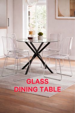 ⭐️ 42” MODERN GLASS Round DINING Table (ASHLEY PHARWYNN) – BRAND NEW