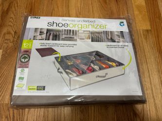 Canvas Under bed Shoe Organizer Holds 12 Pairs