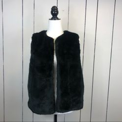 Black Faux Fur Vest Sz M
