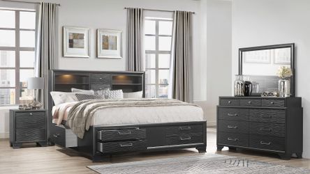 4-Piece Queen Bedroom Set – Bed, Dresser, Mirror & Nightstand | Delivery & Setup Available