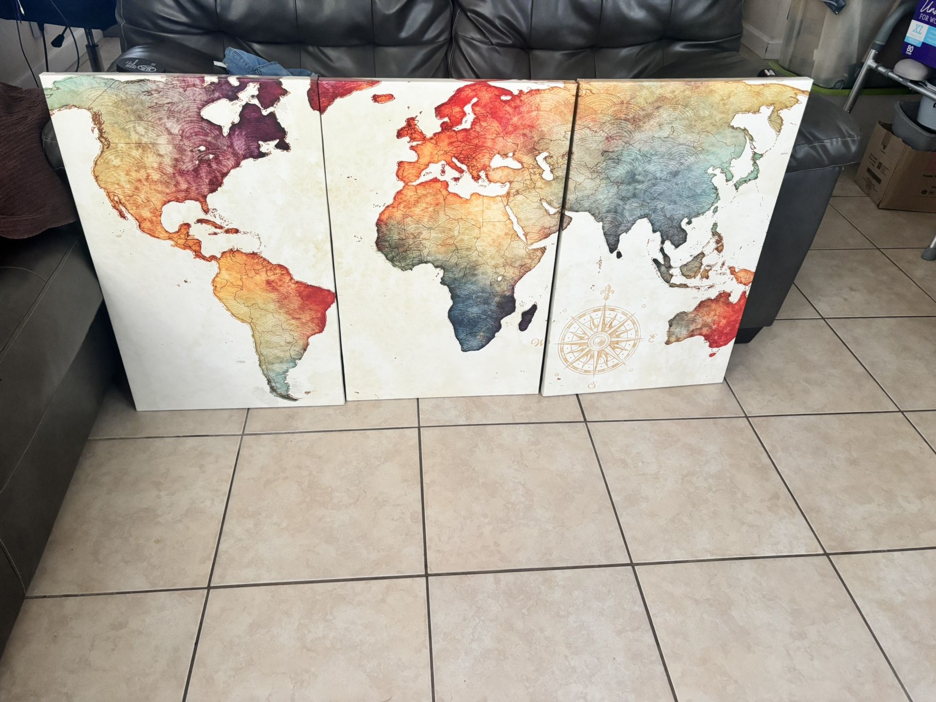 3 Piece World Map