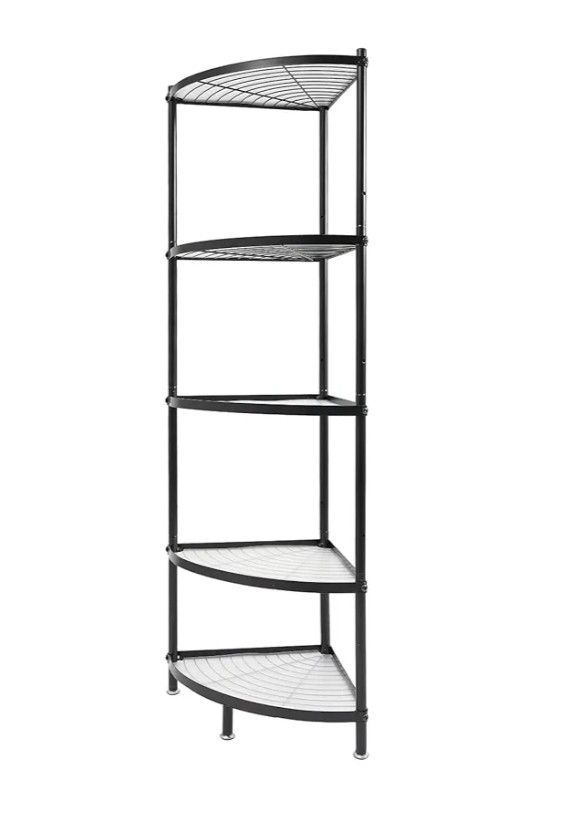 5 Tier Corner Shelf Stand, 52" Kitchen Shelf Organizer with Metal Frame, Multipurpose Space Saving Storage Rack for Living Room, Office, Kitchen