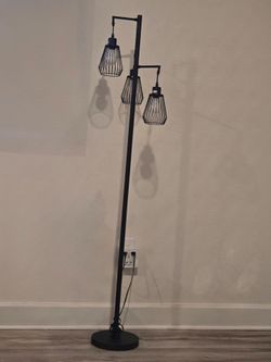 Industrial 3-Light Black Metal Floor Lamp