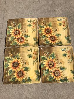 Sunflower Plates/dishes Square Shaped