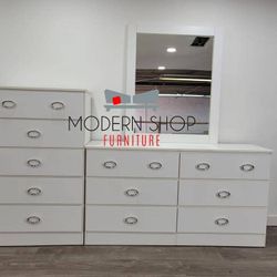DRESSER WITH MIRROR AND CHEST 