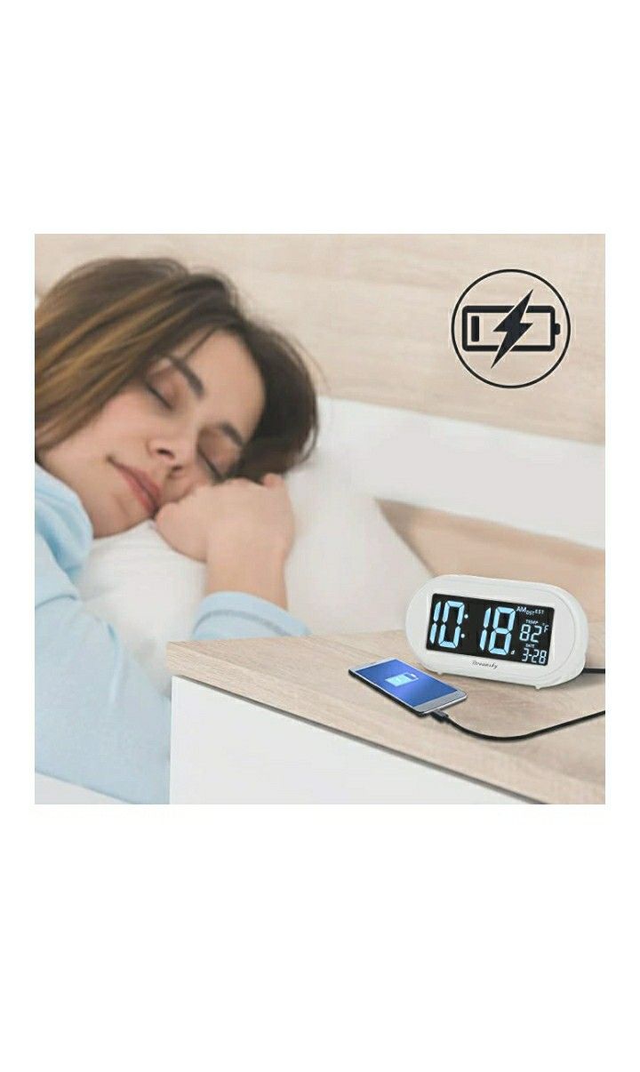 Auto Time Set Alarm Clock with Snooze and Dimmer,Charging Station/Phone Charger with Dual USB Port .Auto DST Setting,4 Time Zone Optional