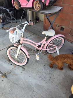 Pink Kids Cruiser Bike with Basket