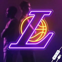 Lakers LED Neon Wall Light – Bold Purple & Gold Glow for Fans, Perfect Gift & Iconic Wall Decor for Collectors