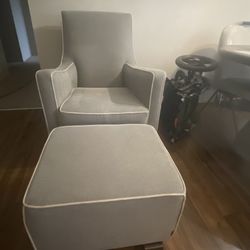 Monte Slider Chair With Ottoman (Grey)
