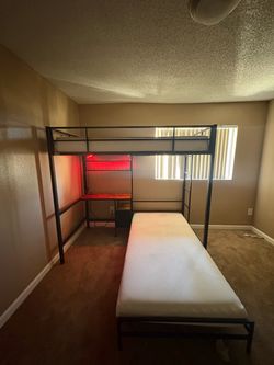 Metal Loft Bed Frame with Desk
