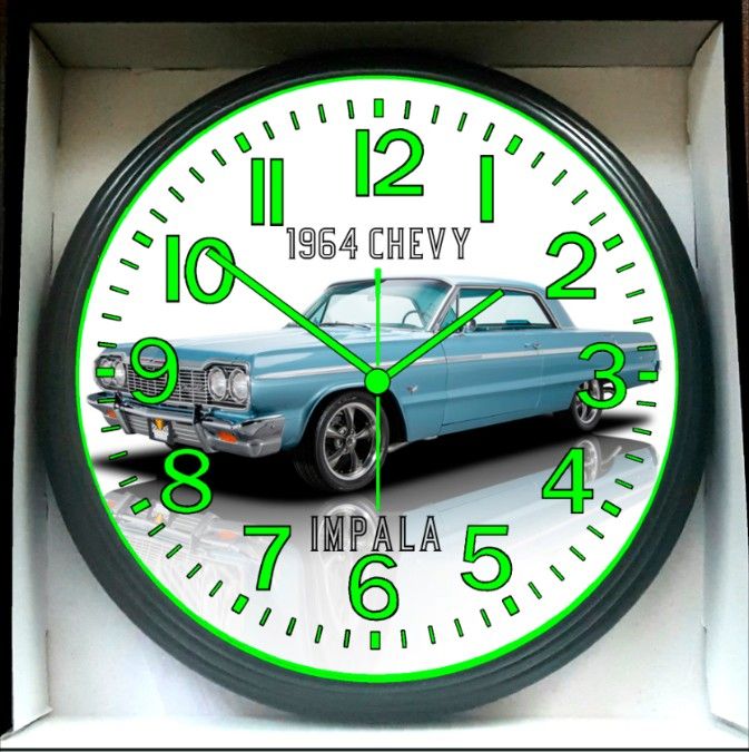 1964 Chevy Impala SS Glow In The Dark Wall Clock New!