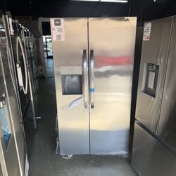 Frigidaire - 25.6 Cu Ft Side By Side Refrigerator With Water Dispenser And Icemaker In Stainless Steel 😻