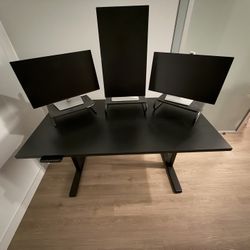 Mount-It! Dual Motor Electric Sit-Stand Desk with 55" Tabletop, Black