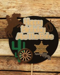Western theme cake topper