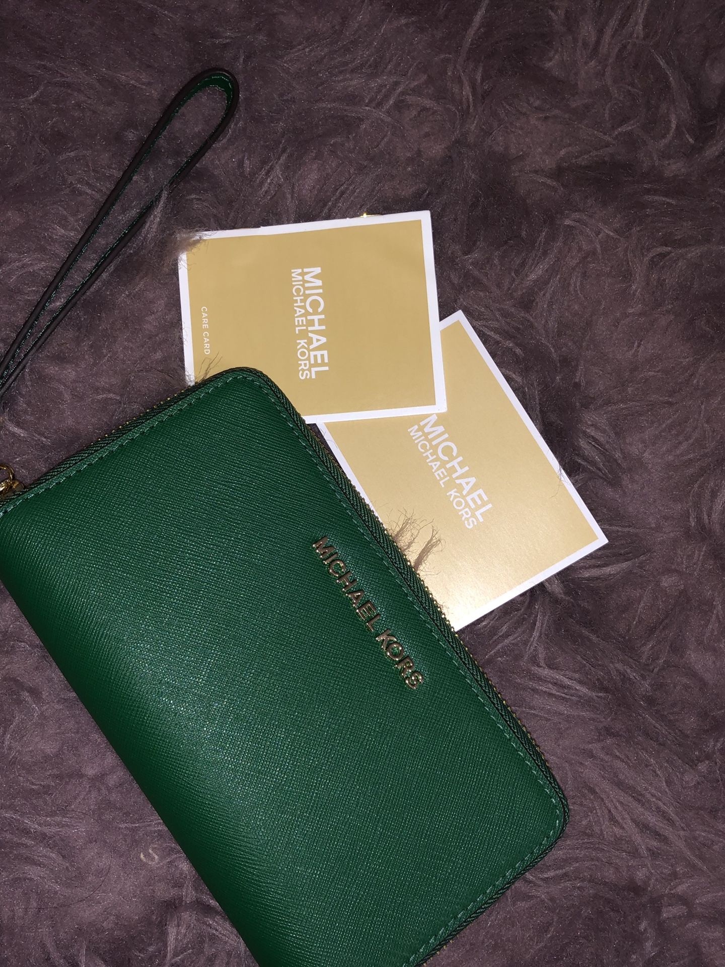 MICHAEL KORS JET SET TRAVEL MF PHONE CASE WALLET WRISTLET LEATHER