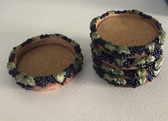 Grape coasters 4 + one for the wine bottle