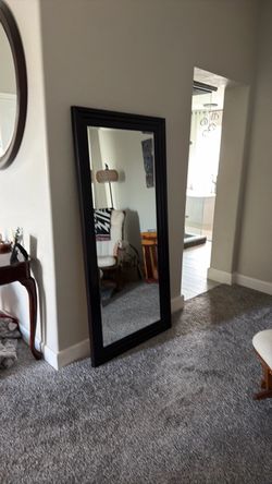 Large Full-Length Floor Mirror Brown Frame