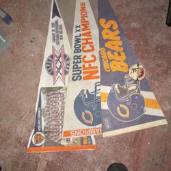 Chicago Bulls And Chicago Bears Vintage Flags