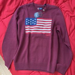 Chaps Men's Flag-Front Crewneck Sweater - Burgundy size M