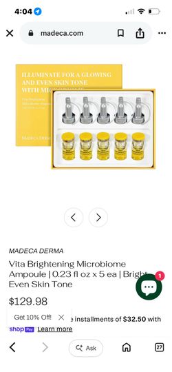 Vita Brightening Microbiome Ampoule | 0.23 fl oz x 5 ea | Bright, Even Skin Tone $129.98 Pay in 4 interest-free installments