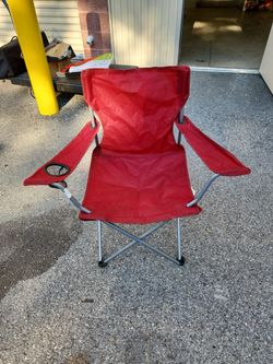 Red Folding Camping Chair with Cup Holder