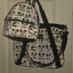 Disney Minnie Quilted Large Tote And Small Backpack 