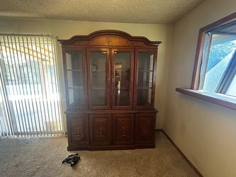 Wood China Cabinet with Glass Doors