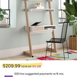 White And Beige Ladder Desk