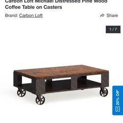 Farmhouse Distressed Natural Pine solid wood Rectangular Cocktail Table