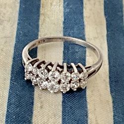 Vintage  Avon 925 Sterling & White Topaz  Silver  Ring  Size 10
