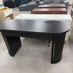 58.3 Inch Executive Desk with 2 Drawers Office Desk with 2 Sliding Doors Power Strip