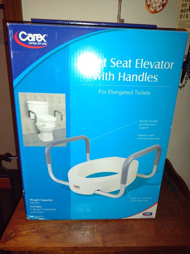 Carex Elongated Toilet Riser With Handles