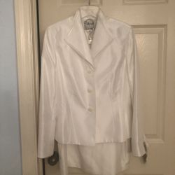 NWT COLLECTIONS FOR LESUIT 2 PIECE WHITE SUIT SKIRT AND BLAZER SIZE 10 FULLY LINED