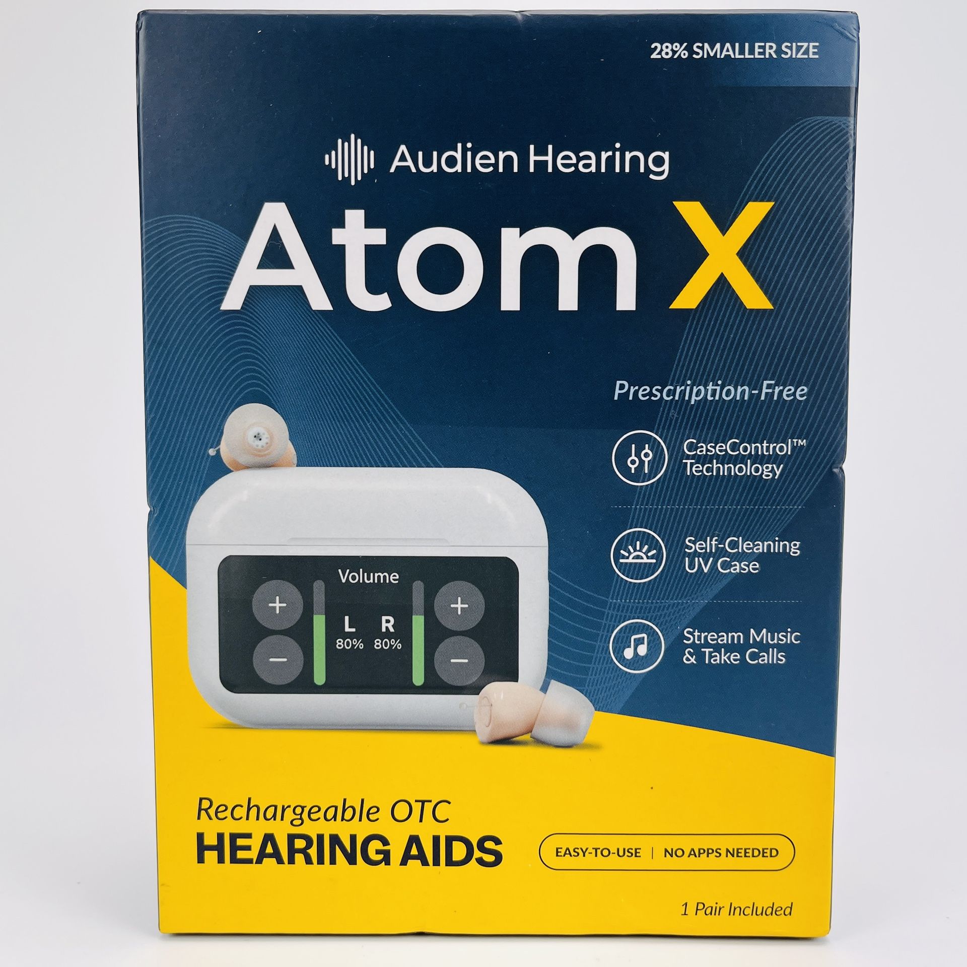 Audien Hearing ATOM X -Rrchargeable OTC Hearing Aids - Newest Model- New!!!
