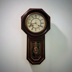 Antique Seikosha Wall Clock with Winding Key, c. 1900s