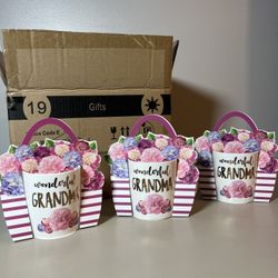 Set of 3 – Wonderful Grandma Coffee Mugs 14oz – Floral Ceramic Cups
