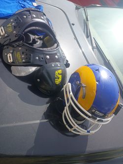 Rams Football Helmet And Shoulder Pads 