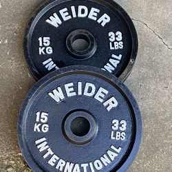 Pair of 33 LB Olympic Plates 2” Hole