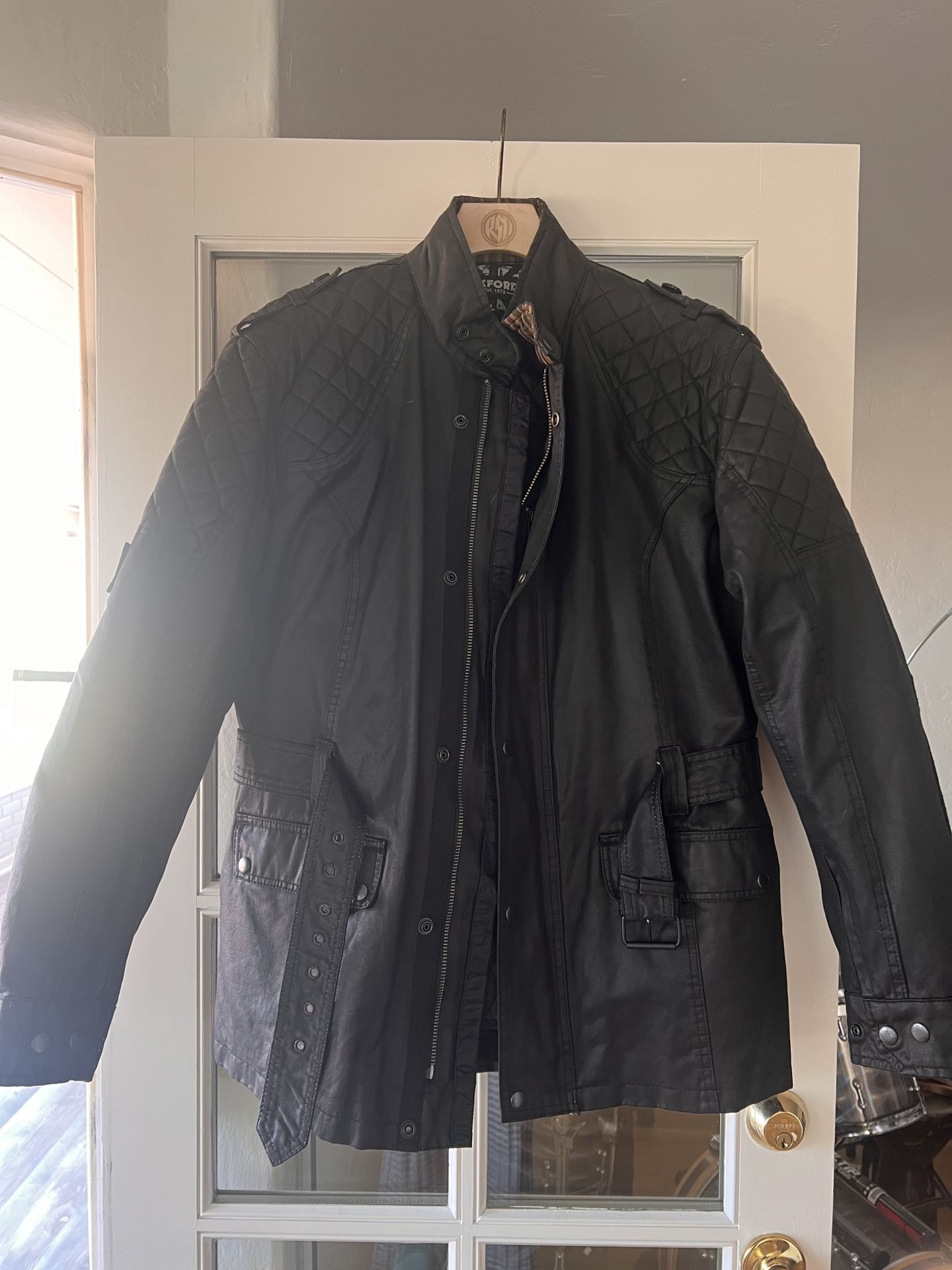 Oxford Bradwell Waxed Cotton Motorcycle Jacket, Black, Large