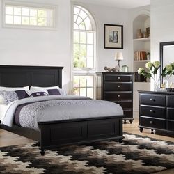 Brand New Black  4pc Queen Size Bedroom Set