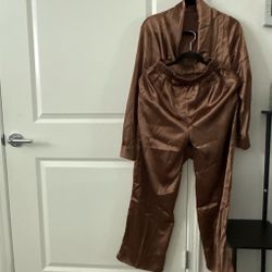 Brown Satin Pajama Set