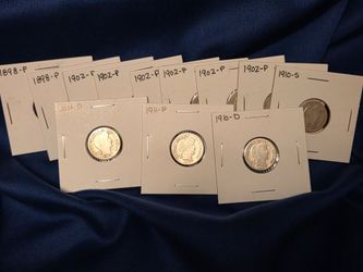 US Barber Dime Lot - 12 coins